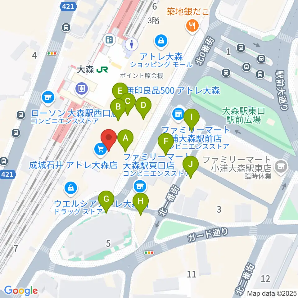 よみうりカルチャー大森周辺のカフェ一覧地図