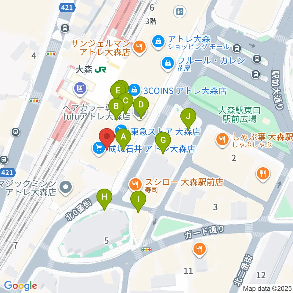 よみうりカルチャー大森周辺のカフェ一覧地図