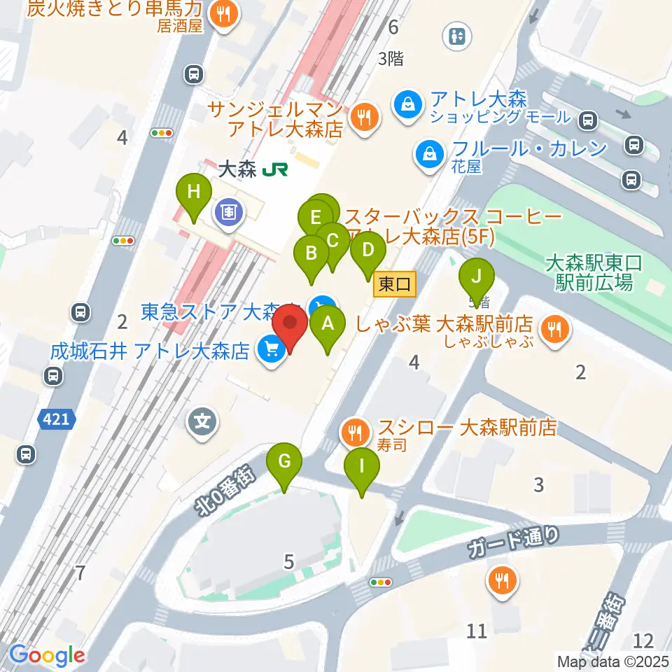 よみうりカルチャー大森周辺のカフェ一覧地図