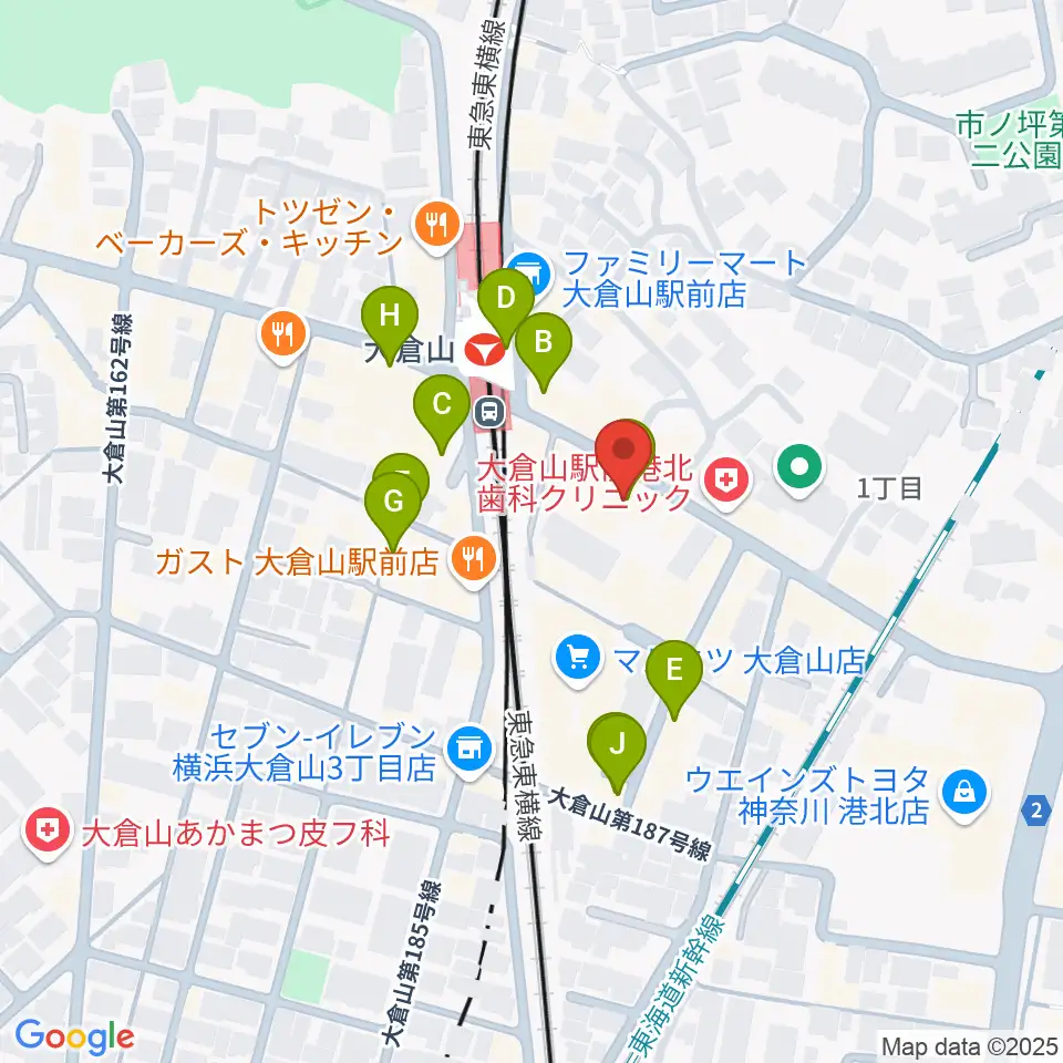 大倉山音楽美術センター周辺のカフェ一覧地図