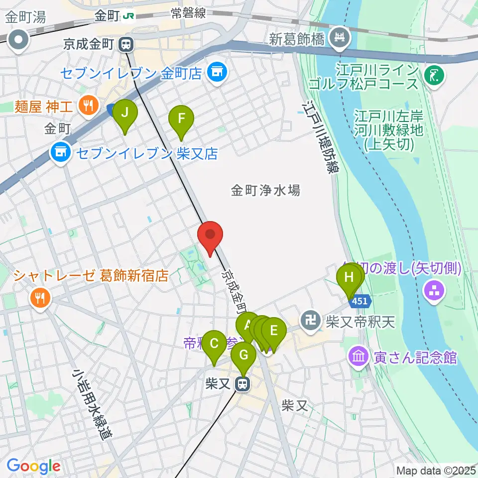 田中音楽教室 金町公園前周辺のカフェ一覧地図