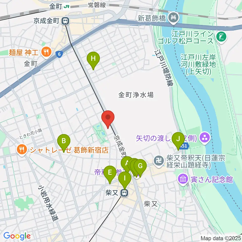 田中音楽教室 金町公園前周辺のカフェ一覧地図