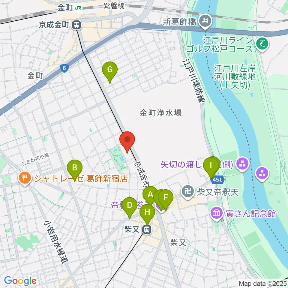 田中音楽教室 金町公園前周辺のカフェ一覧地図