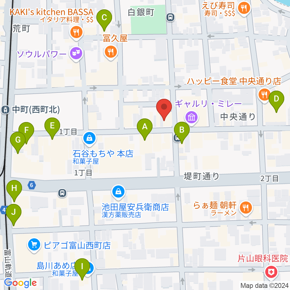 友井音楽教室周辺のカフェ一覧地図