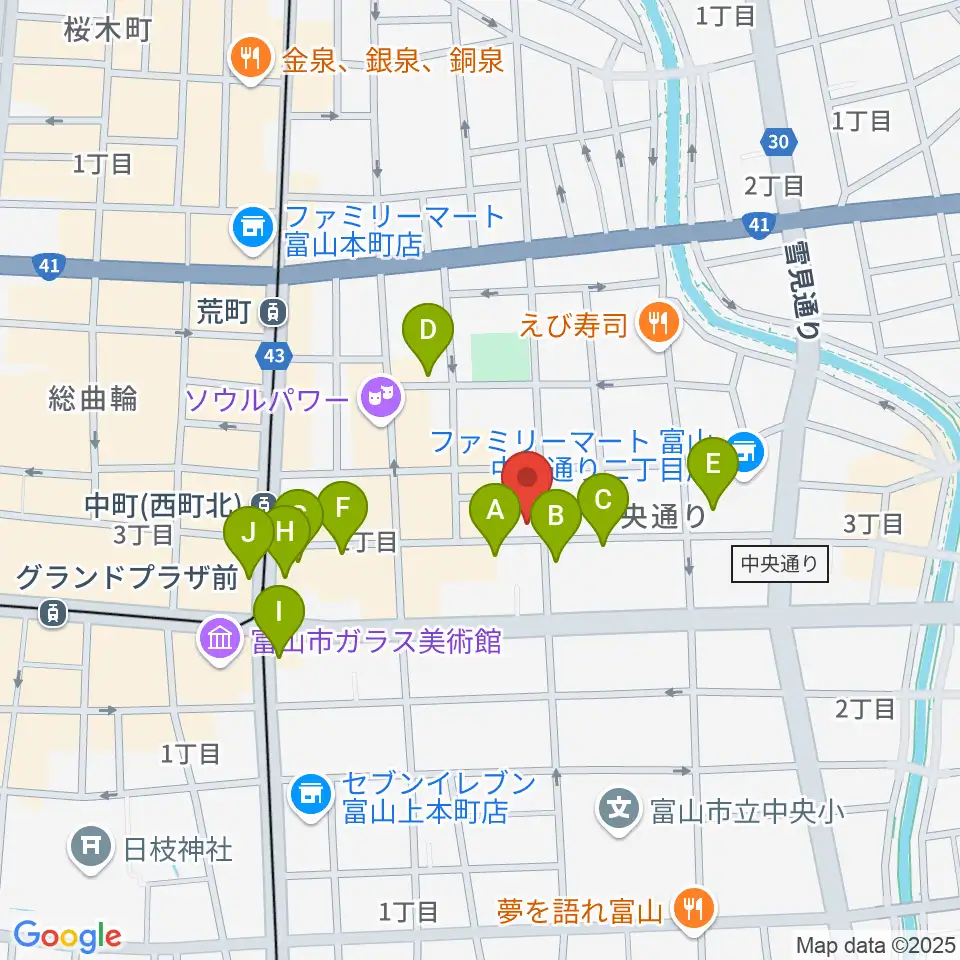 友井音楽教室周辺のカフェ一覧地図