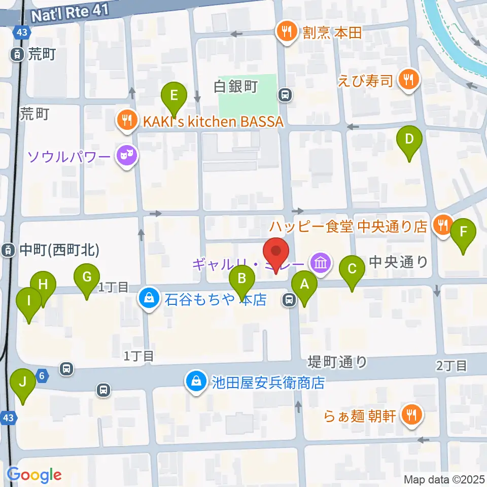 友井音楽教室周辺のカフェ一覧地図