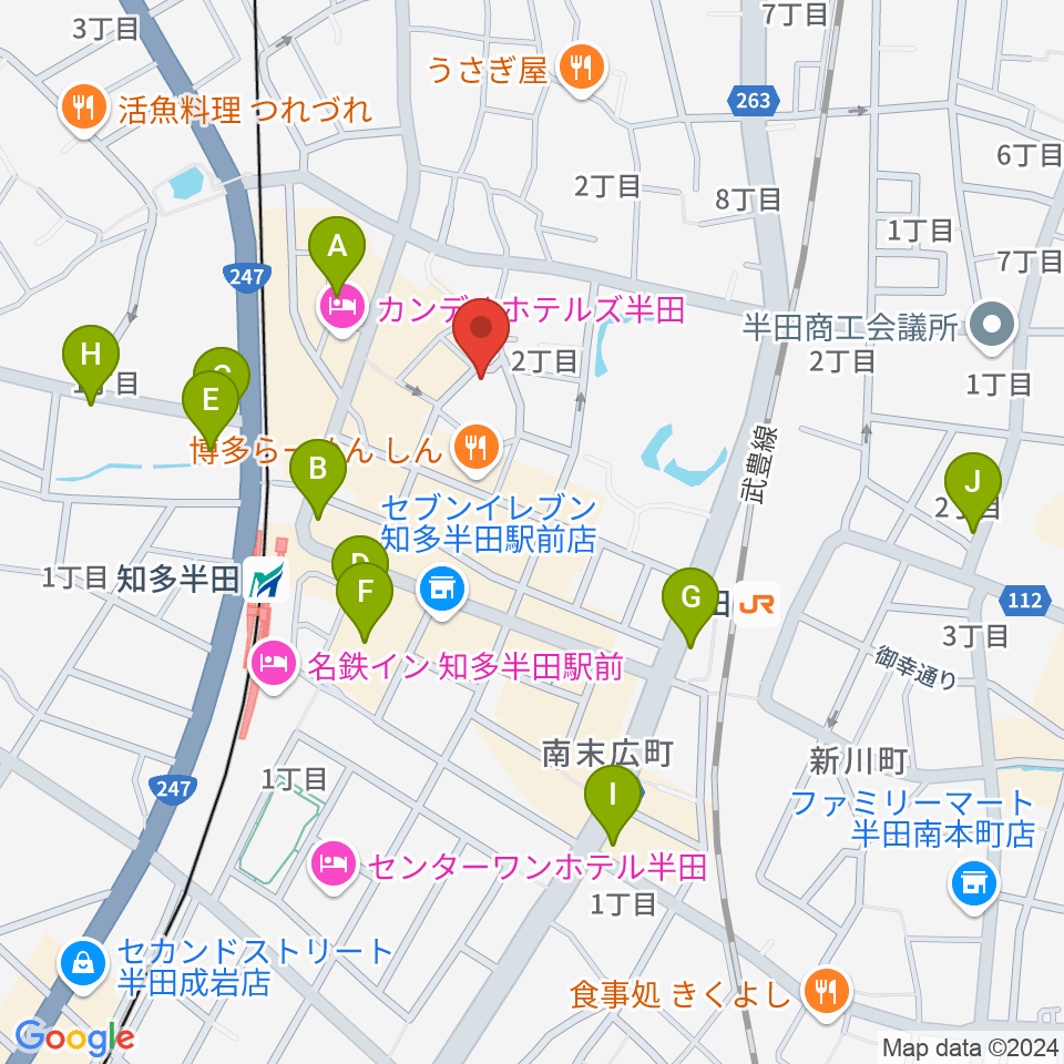 マツイシ楽器 半田ミュージックセンター周辺のカフェ一覧地図