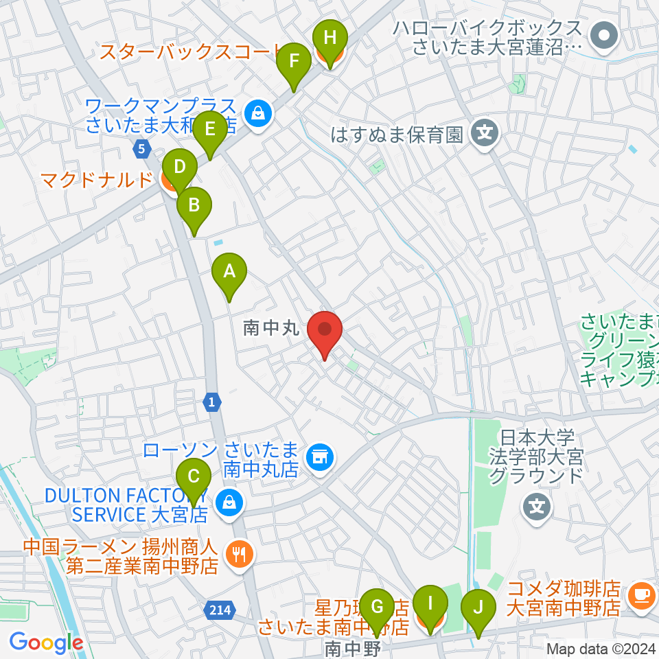 星の音楽教室周辺のカフェ一覧地図