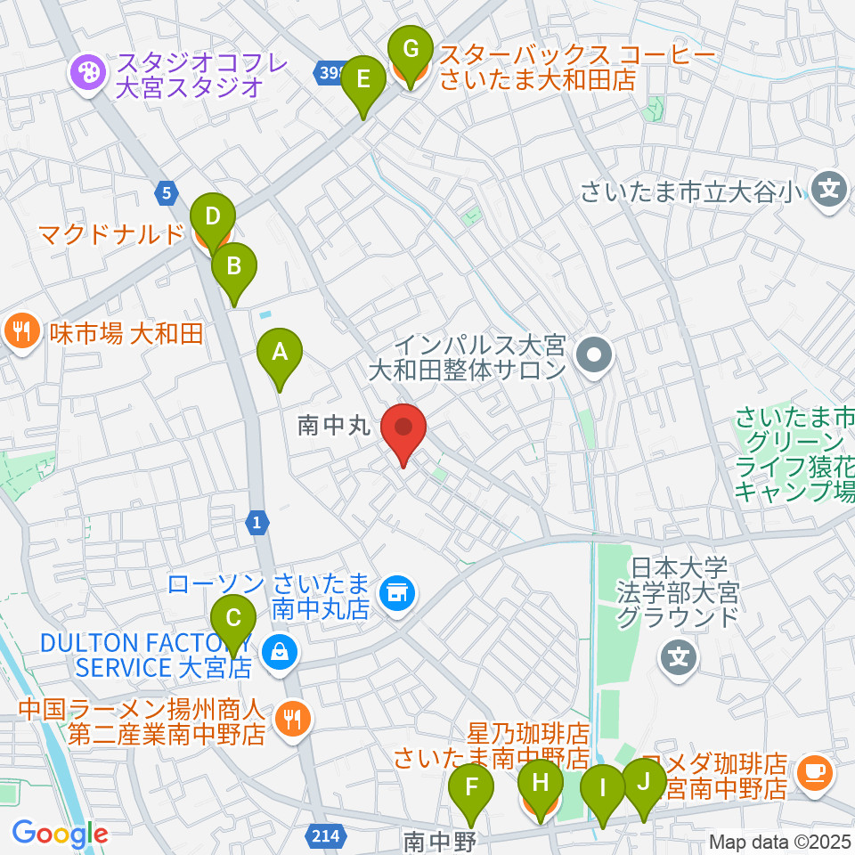 星の音楽教室周辺のカフェ一覧地図