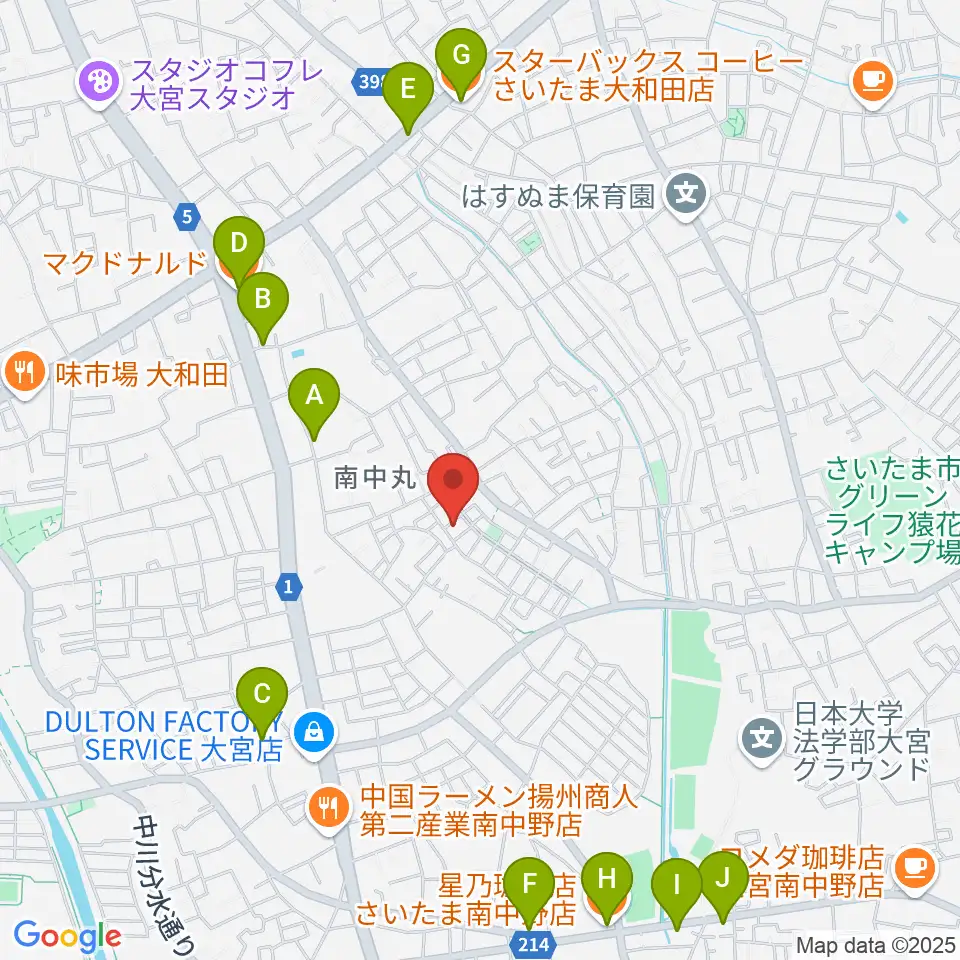 星の音楽教室周辺のカフェ一覧地図