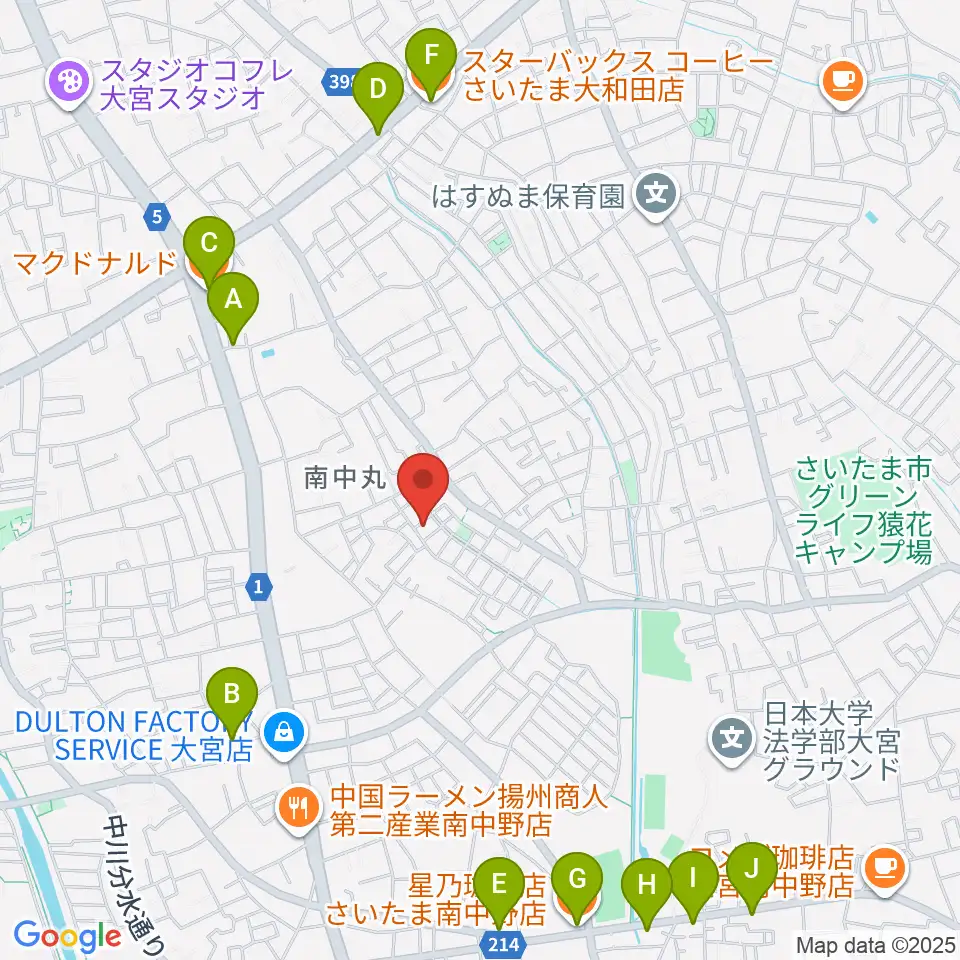星の音楽教室周辺のカフェ一覧地図
