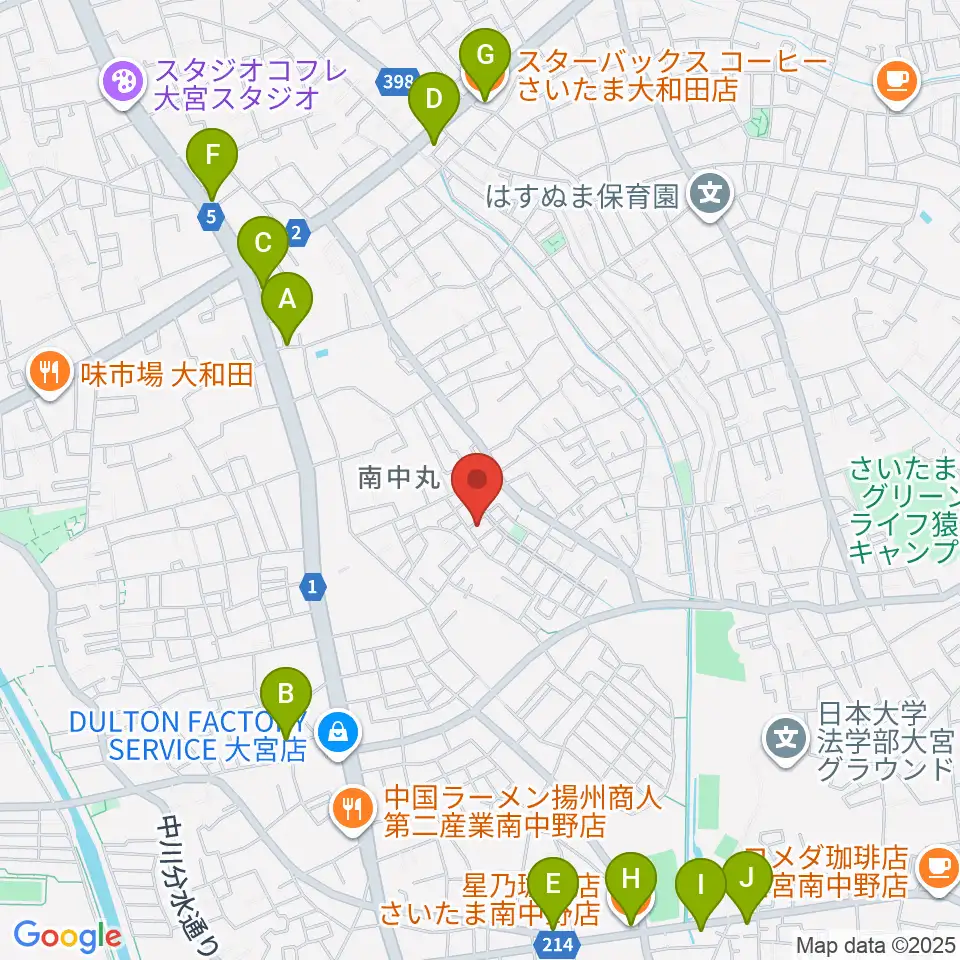 星の音楽教室周辺のカフェ一覧地図