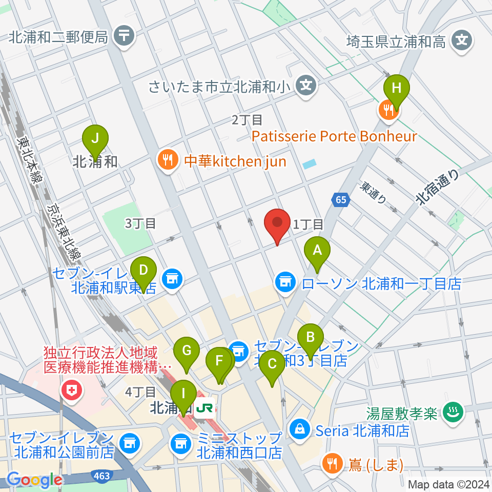 シバタ音楽教室周辺のカフェ一覧地図