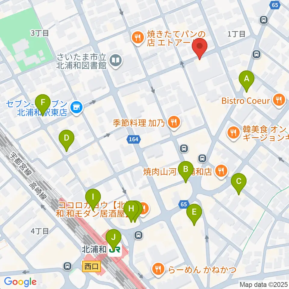 シバタ音楽教室周辺のカフェ一覧地図