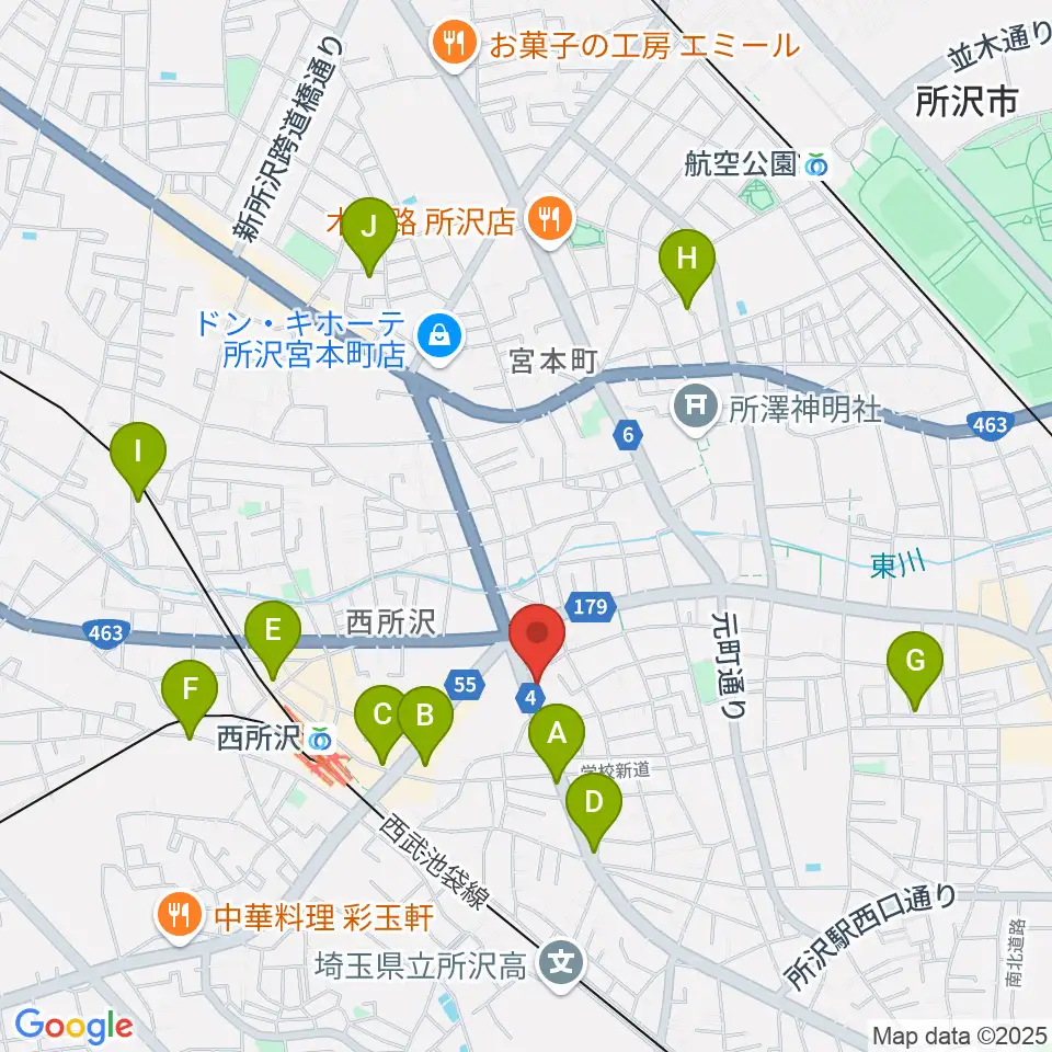 なかとみ ピアノフルート教室周辺のカフェ一覧地図