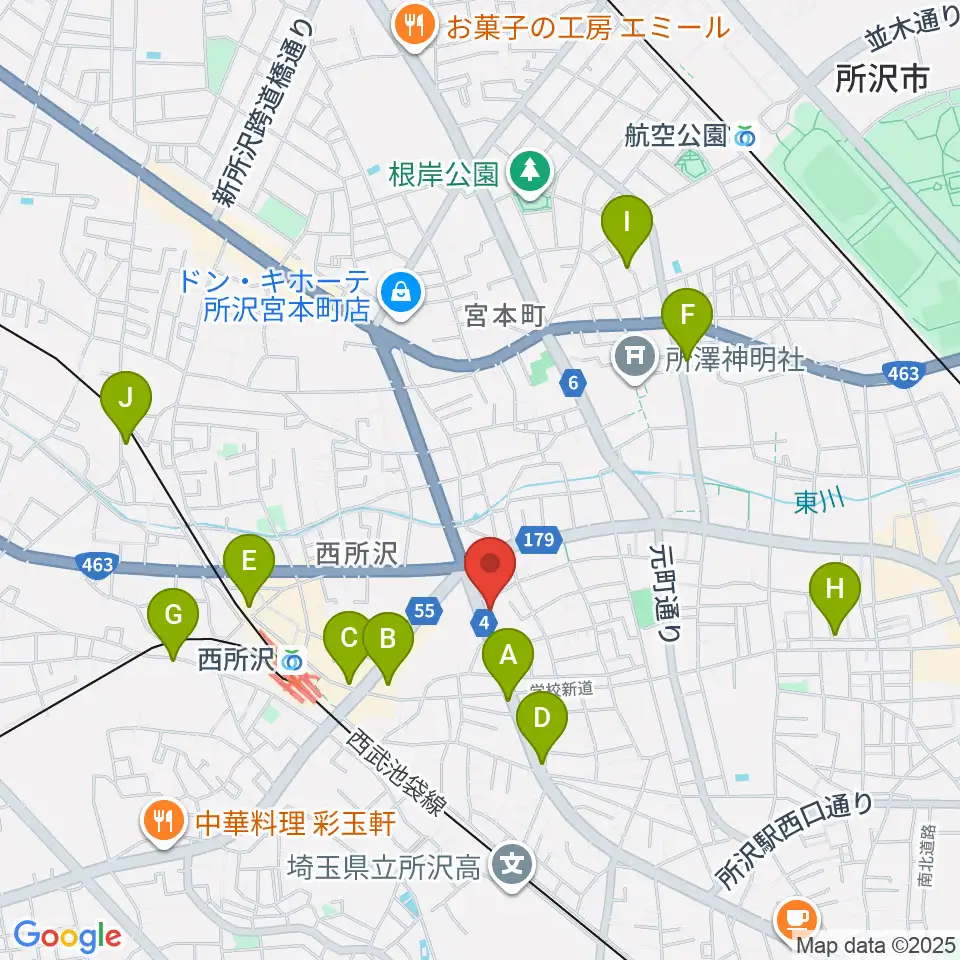 なかとみ ピアノフルート教室周辺のカフェ一覧地図