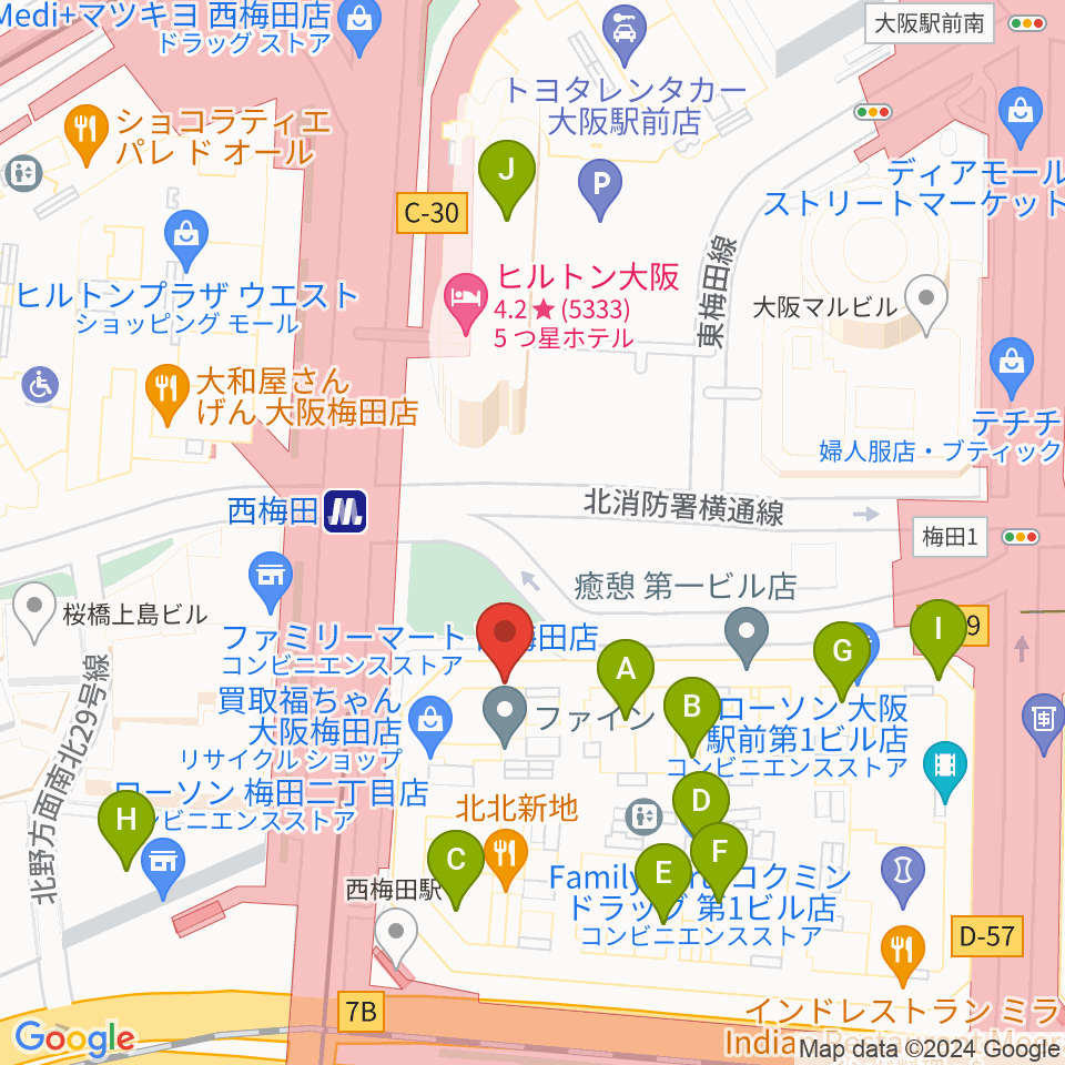 北尾音楽研究所周辺のカフェ一覧地図