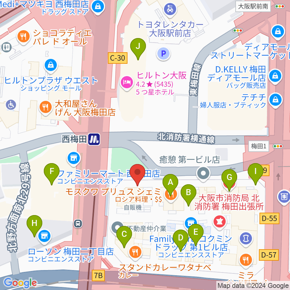 北尾音楽研究所周辺のカフェ一覧地図