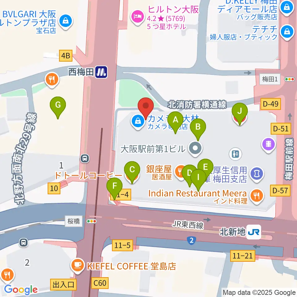 北尾音楽研究所周辺のカフェ一覧地図