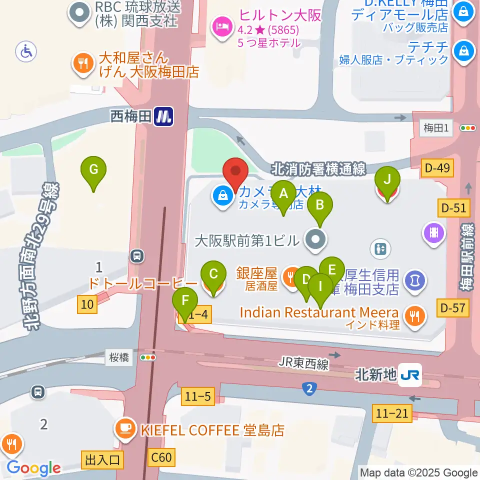 北尾音楽研究所周辺のカフェ一覧地図