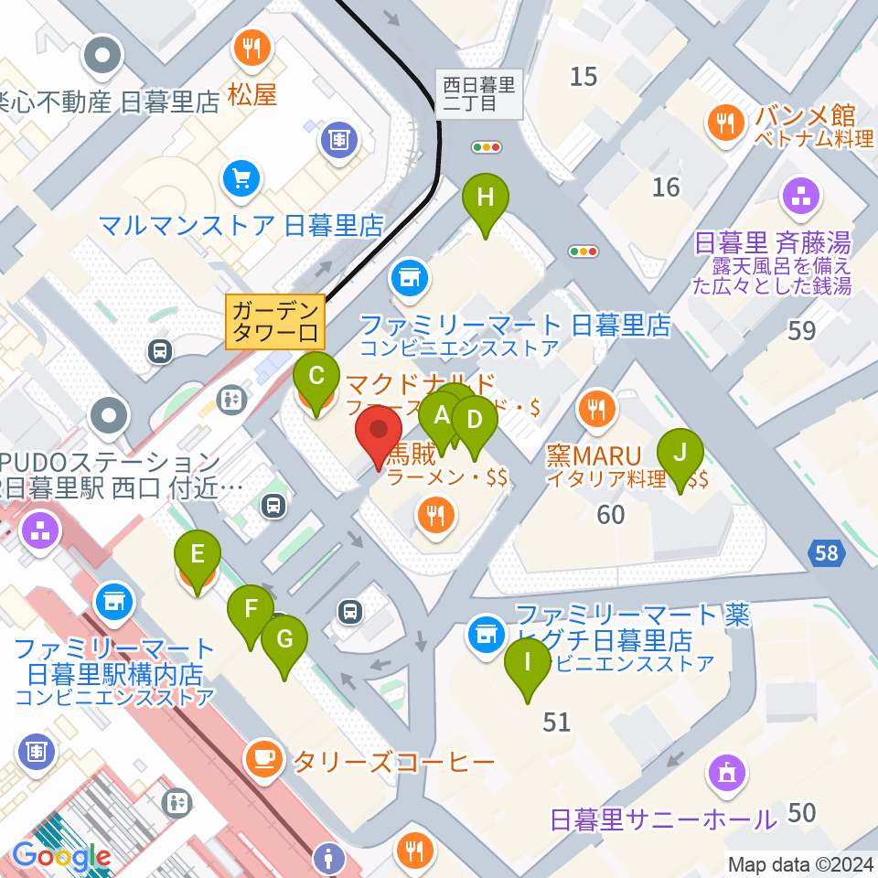 上野ヴォーカルアカデミー周辺のカフェ一覧地図