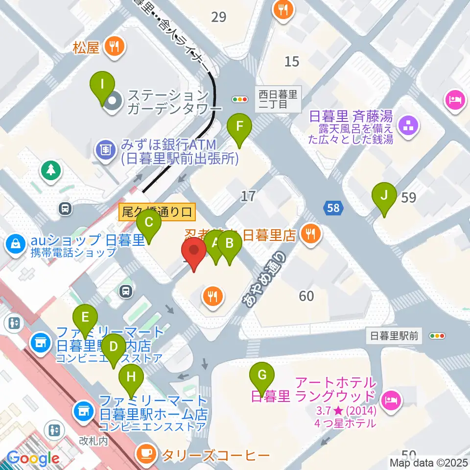 上野ヴォーカルアカデミー周辺のカフェ一覧地図