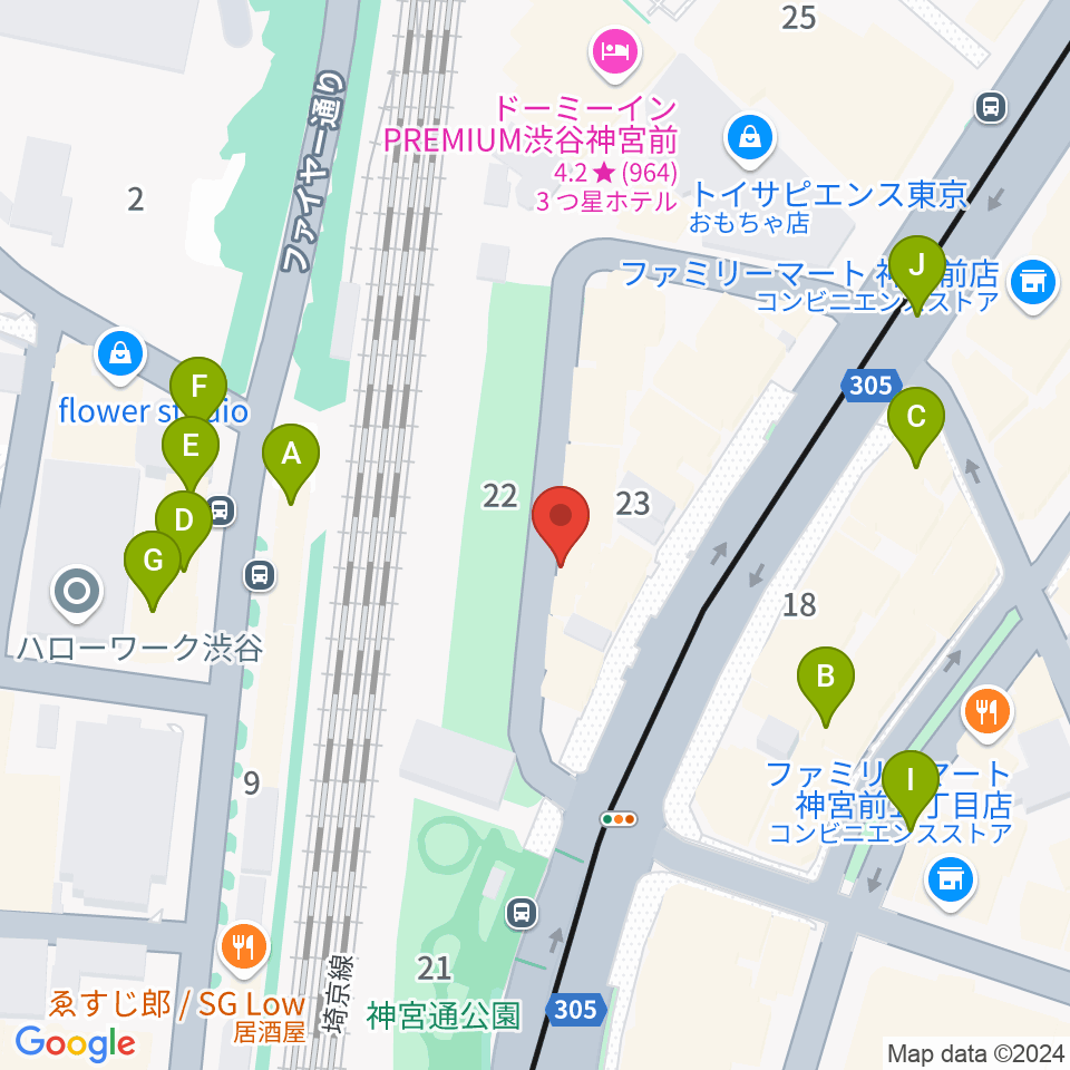 トイズミュージックスクール周辺のカフェ一覧地図