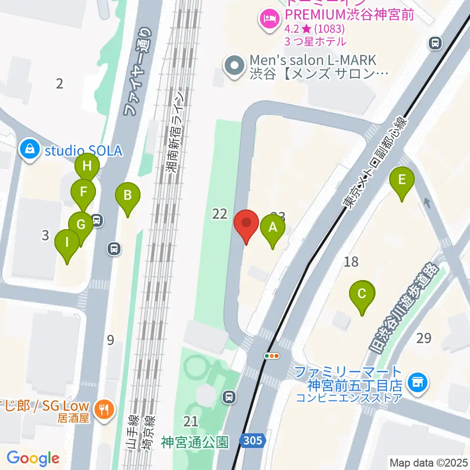 トイズミュージックスクール周辺のカフェ一覧地図