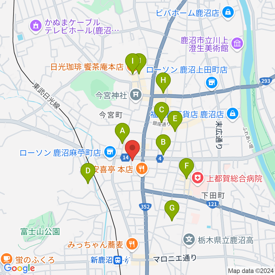 エルベ音楽院周辺のカフェ一覧地図