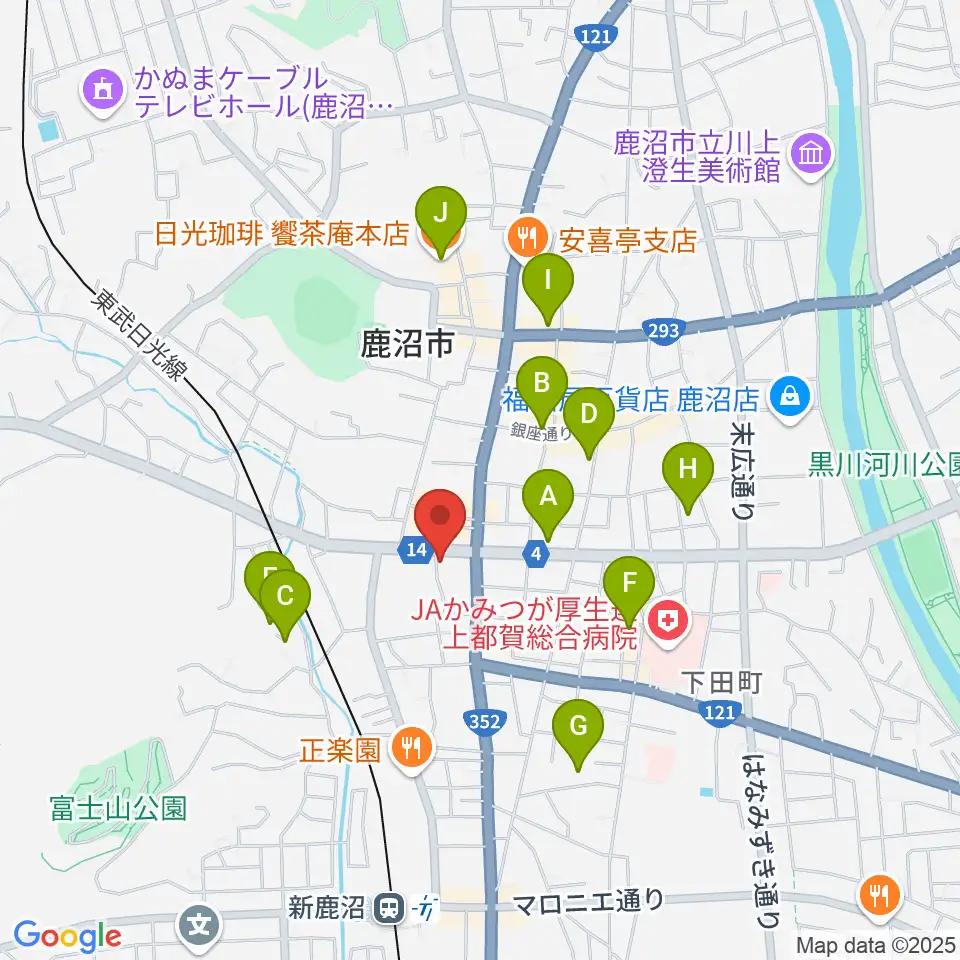 エルベ音楽院周辺のカフェ一覧地図