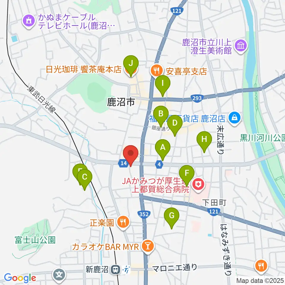 エルベ音楽院周辺のカフェ一覧地図
