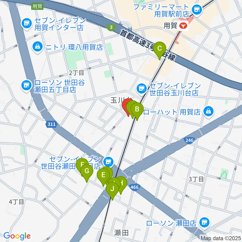 マイカミュージックラボラトリー周辺のカフェ一覧地図
