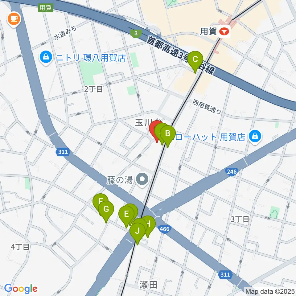 マイカミュージックラボラトリー周辺のカフェ一覧地図