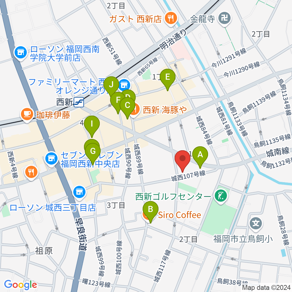 ソルフェ音楽専門学院周辺のカフェ一覧地図