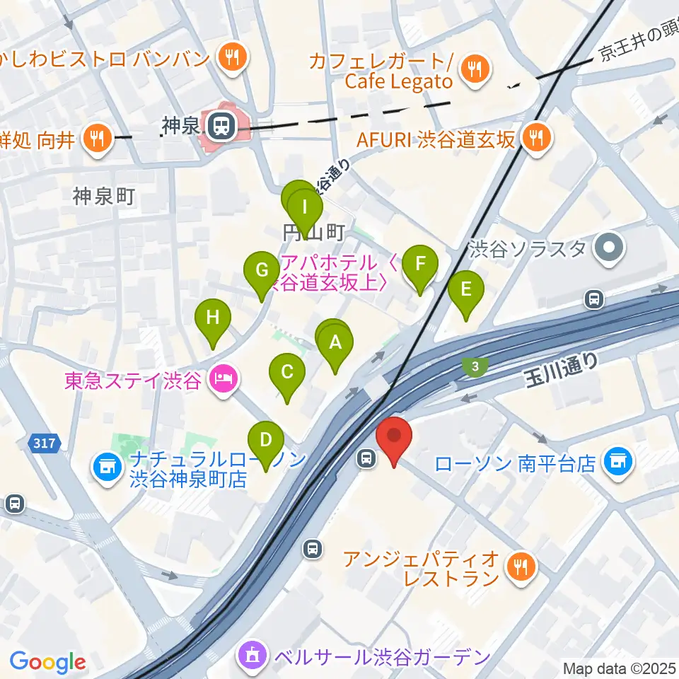 日本ピアノ調律・音楽学院周辺のカフェ一覧地図