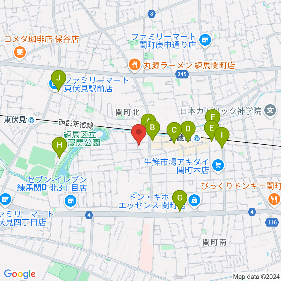 べっら・ぼーちぇ音楽院周辺のカフェ一覧地図