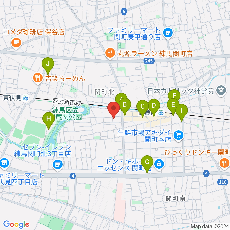 べっら・ぼーちぇ音楽院周辺のカフェ一覧地図