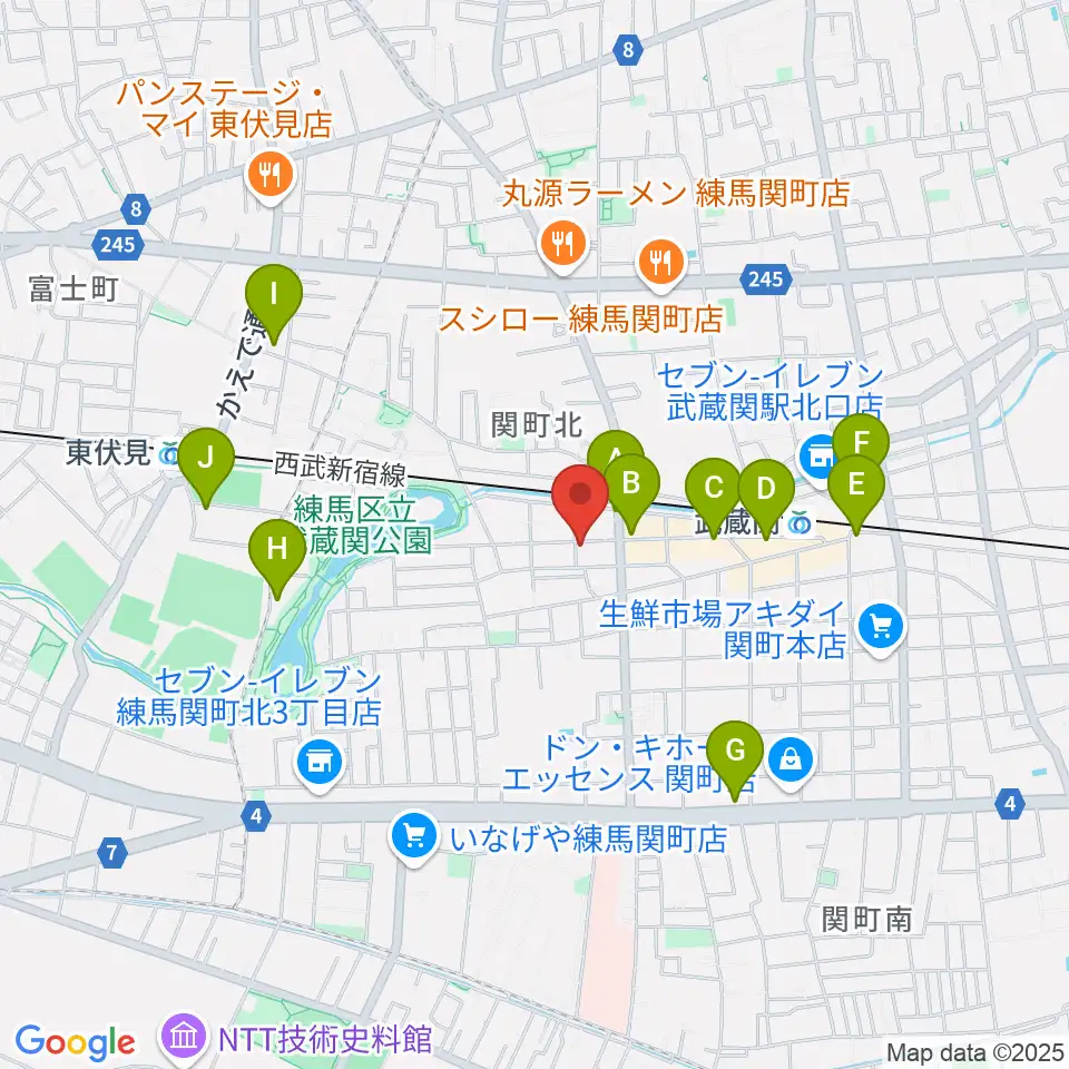べっら・ぼーちぇ音楽院周辺のカフェ一覧地図