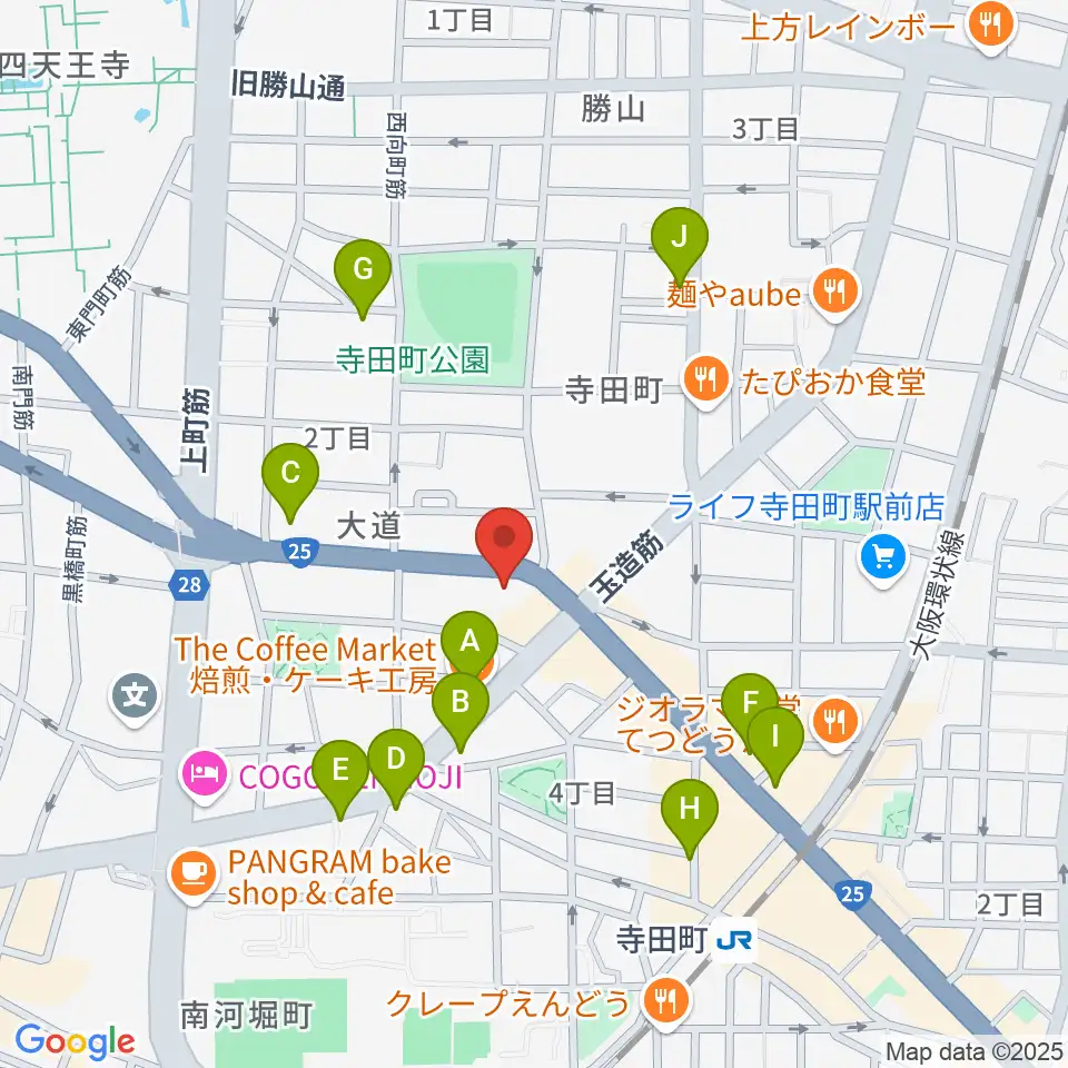 うえはミュージックフォレスト周辺のカフェ一覧地図