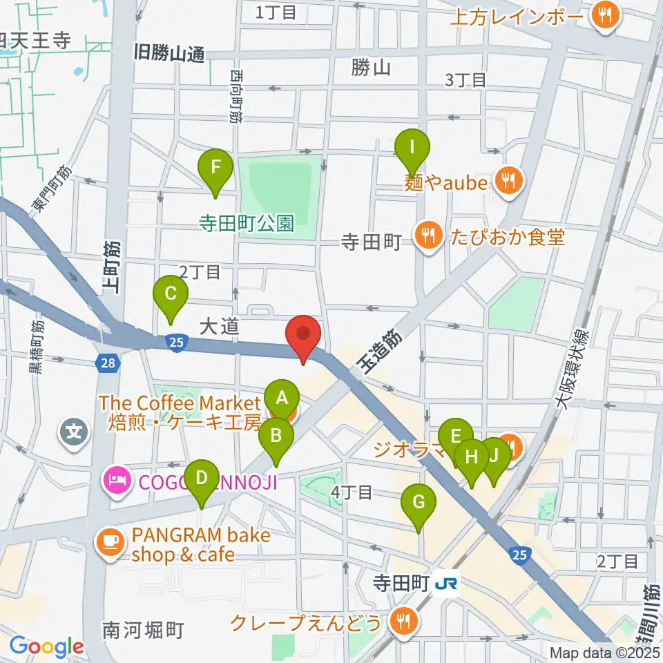 うえはミュージックフォレスト周辺のカフェ一覧地図