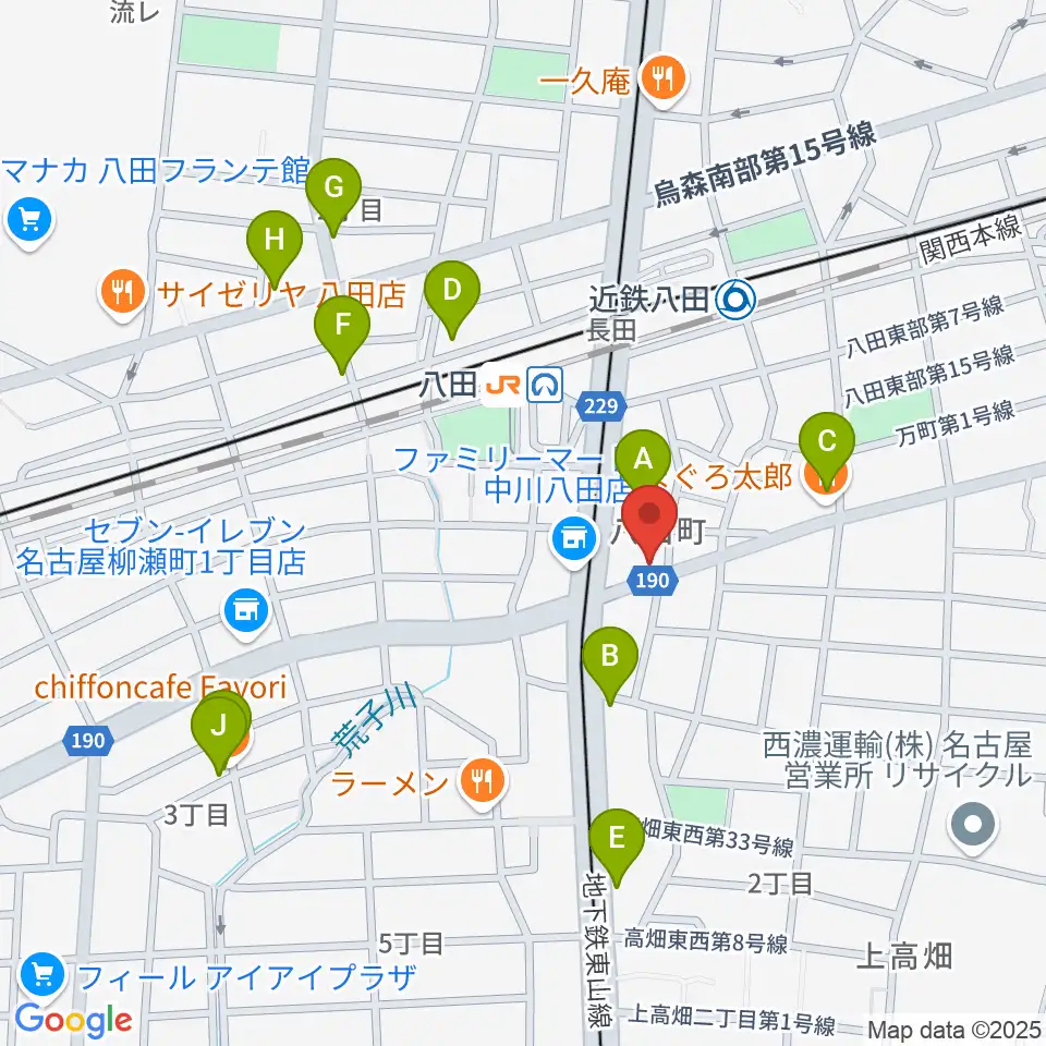 矢木楽器 八田センター周辺のカフェ一覧地図