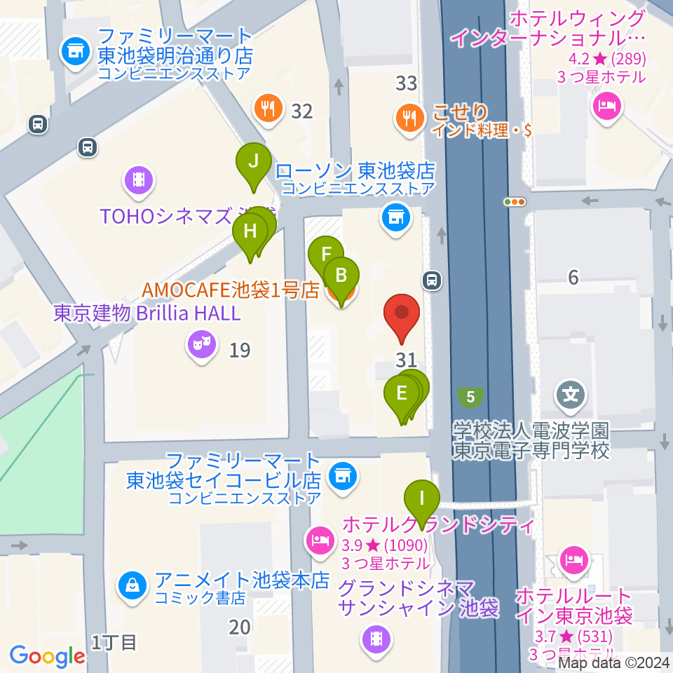 東京ミューズ・アカデミー周辺のカフェ一覧地図