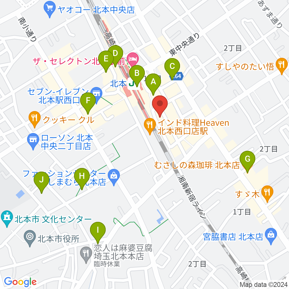 エクセラ・カルチャースクール周辺のカフェ一覧地図