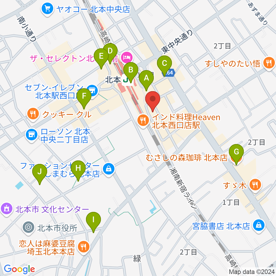 エクセラ・カルチャースクール周辺のカフェ一覧地図