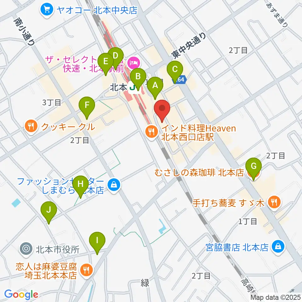 エクセラ・カルチャースクール周辺のカフェ一覧地図
