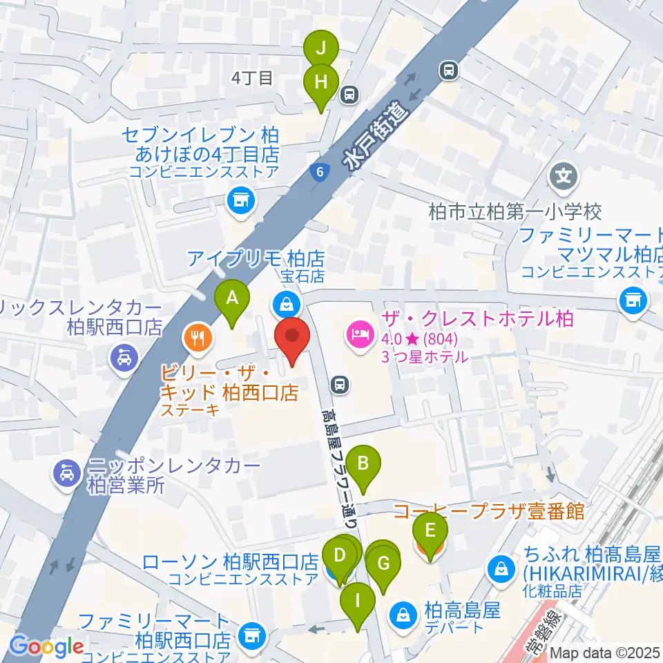 フォリア・ミュージックルーム周辺のカフェ一覧地図