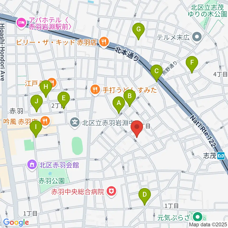ドルチェ音楽学園周辺のカフェ一覧地図