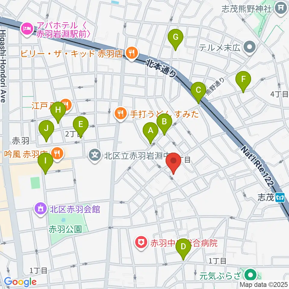 ドルチェ音楽学園周辺のカフェ一覧地図