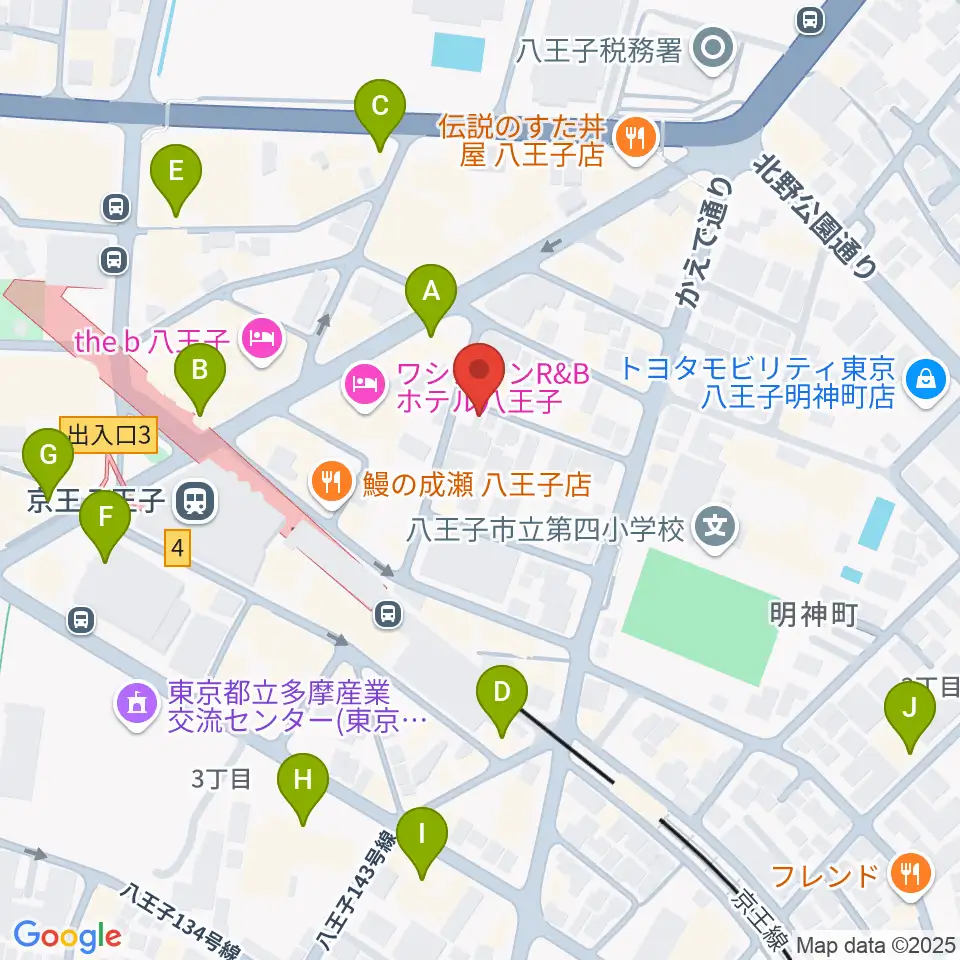 八王子音楽院本部周辺のカフェ一覧地図