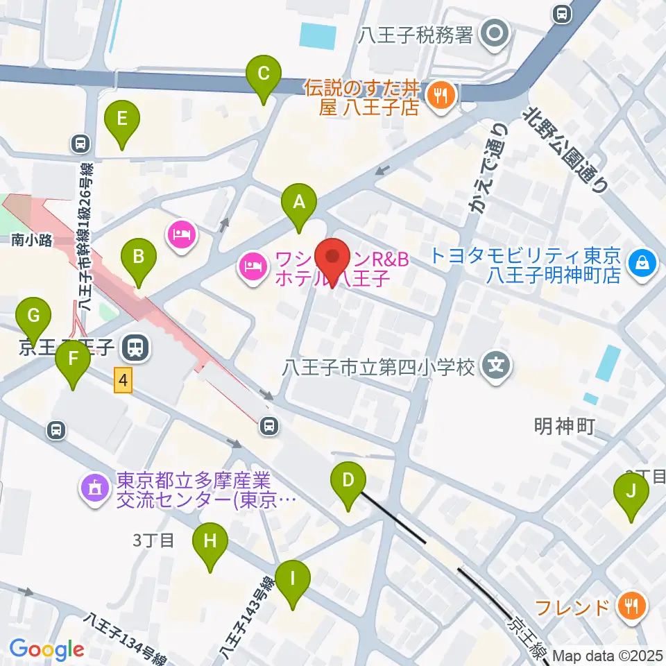 八王子音楽院本部周辺のカフェ一覧地図